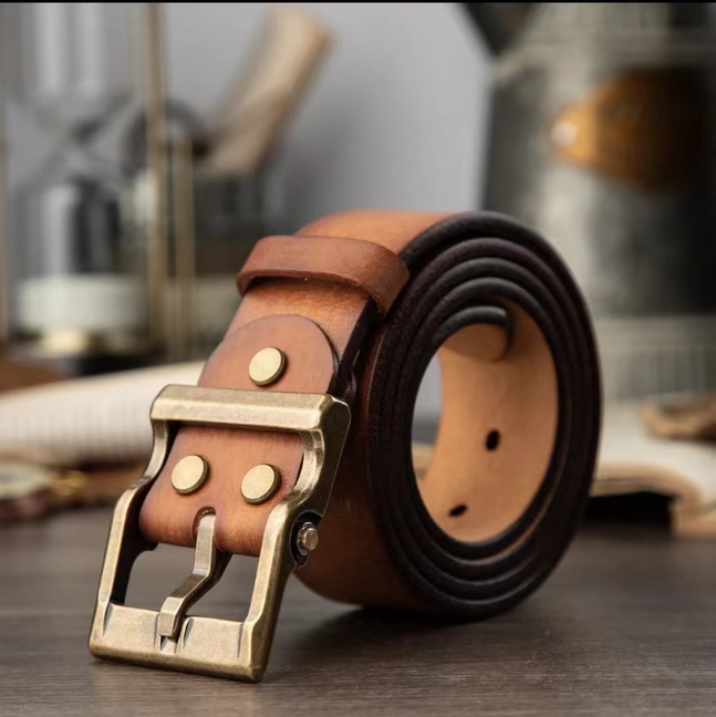 Premium Waxed Genuine Leather Belt | Heritage Brass Buckle>SY