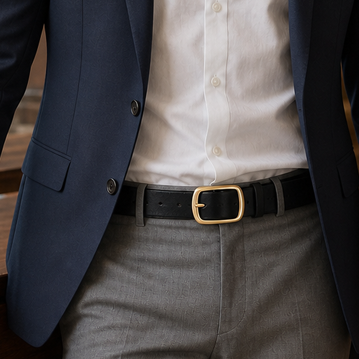 Men's Full-Grain Leather Pin Buckle Belt