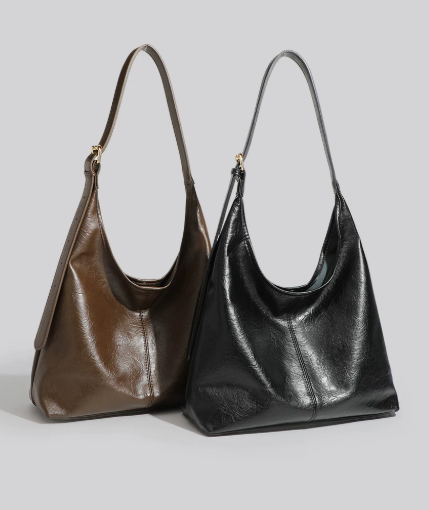 Soft Genuine Leather Hobo Tote Bag - Large Shoulder Bag