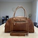 Leather Travel Duffel Bag – Women’s Weekender Tote with Shoulder strap