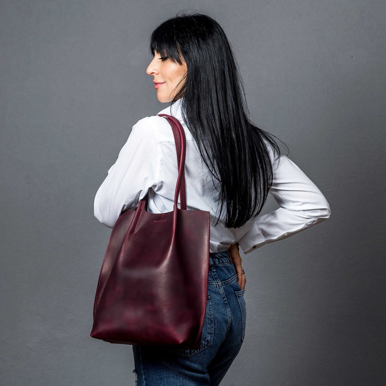 Tote leather bag, Cognac leather tote, Leather tote bag, Small tote bag, Woman shoulder bag, Gift for woman, Leather shopping bag, Gift