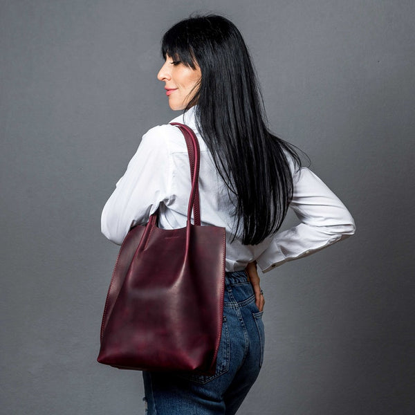Tote leather bag, Cognac leather tote, Leather tote bag, Small tote bag, Woman shoulder bag, Gift for woman, Leather shopping bag, Gift
