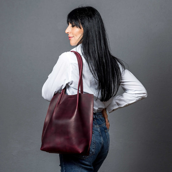 Tote leather bag, Cognac leather tote, Leather tote bag, Small tote bag, Woman shoulder bag, Gift for woman, Leather shopping bag, Gift