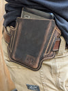 Slanted Leather Phone Holster, Leather phone case with belt loops, Pixel Samsung Kyocera iphone holster