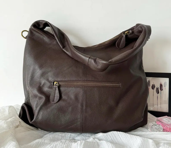 Soft Genuine Leather Hobo Tote Bag - Large Shoulder Bag