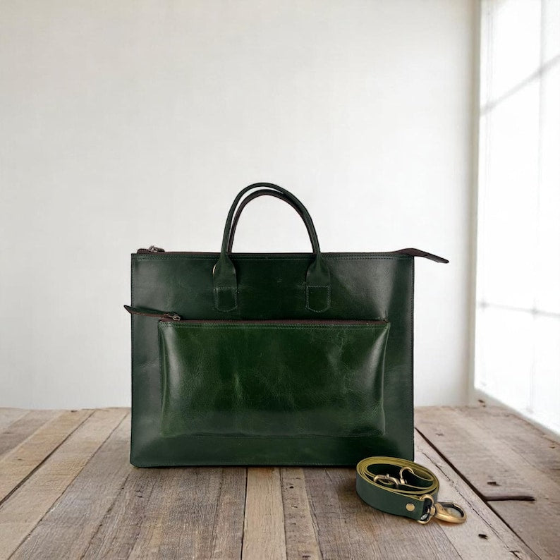 Personalized Leather briefcase laptop messenger bag leather satchel MacBook sleeve for 13 14 15 16 inches Mac Air pro M1 M2 M3 M4 office bag