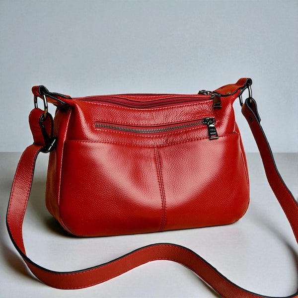Women's Genuine Cowhide Leather Bag: Ladies Classic Leather Shoulder Bag