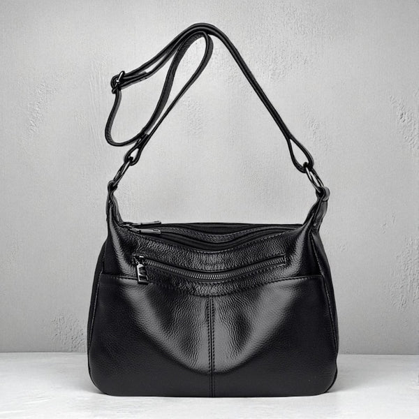 Women's Genuine Cowhide Leather Bag: Ladies Classic Leather Shoulder Bag