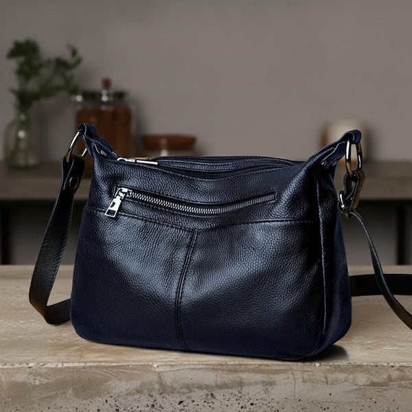 Women's Genuine Cowhide Leather Bag: Ladies Classic Leather Shoulder Bag