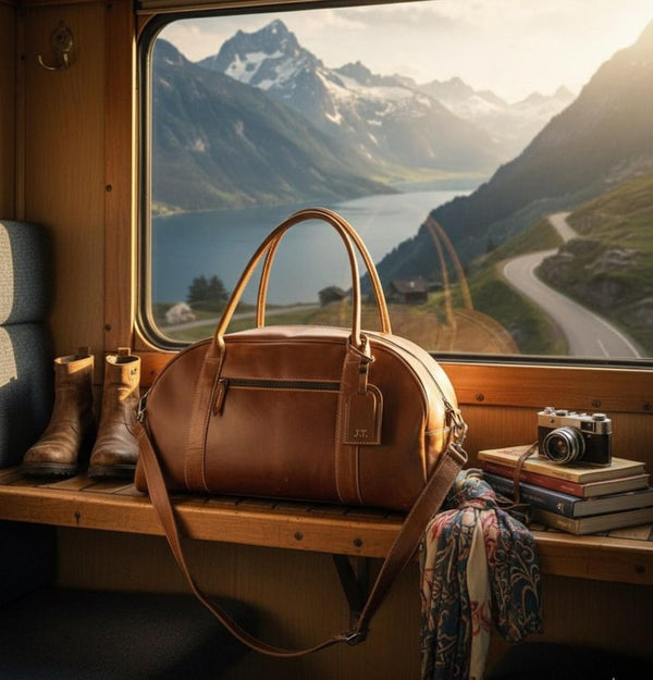 Leather Travel Duffel Bag – Women’s Weekender Tote with Shoulder strap