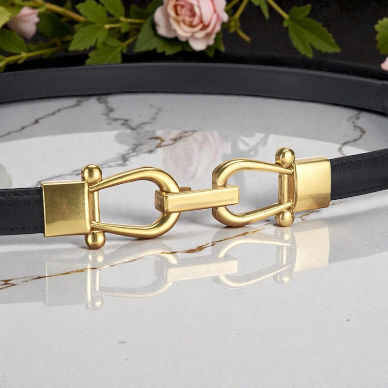 Vintage Minimalist Cowhide Leather Belt: Adjustable Genuine Leather Waist Strap for Blazers and Dresses