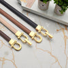 Vintage Minimalist Cowhide Leather Belt: Adjustable Genuine Leather Waist Strap for Blazers and Dresses
