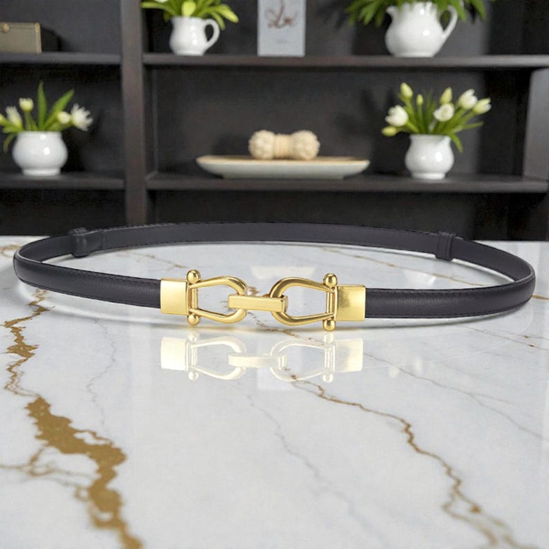 Vintage Minimalist Cowhide Leather Belt: Adjustable Genuine Leather Waist Strap for Blazers and Dresses