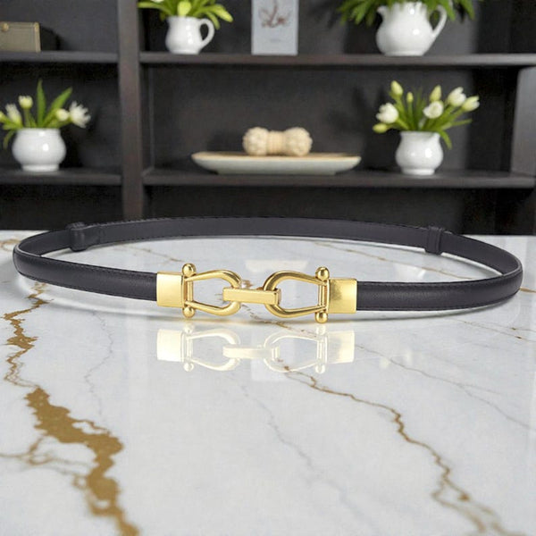 Vintage Minimalist Cowhide Leather Belt: Adjustable Genuine Leather Waist Strap for Blazers and Dresses