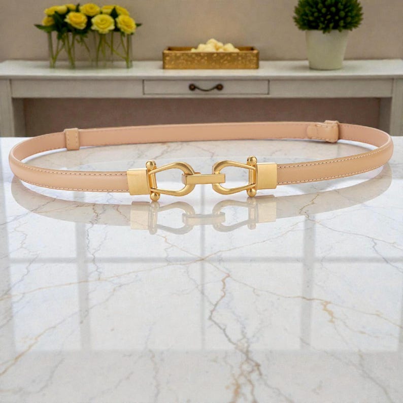 Vintage Minimalist Cowhide Leather Belt: Adjustable Genuine Leather Waist Strap for Blazers and Dresses