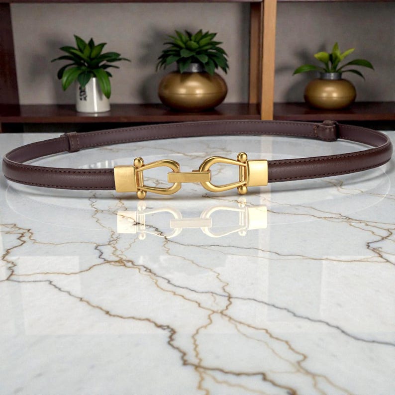 Vintage Minimalist Cowhide Leather Belt: Adjustable Genuine Leather Waist Strap for Blazers and Dresses