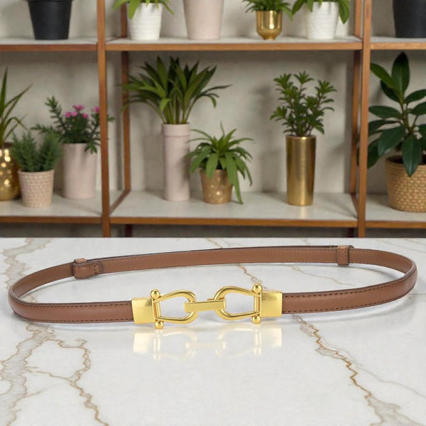 Vintage Minimalist Cowhide Leather Belt: Adjustable Genuine Leather Waist Strap for Blazers and Dresses