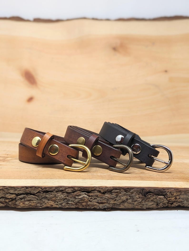 Handmade Full Grain, Cow Leather Belt: Customizable Buckle & Length, USA Made, 1