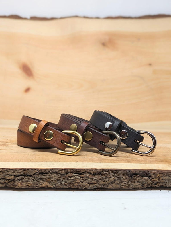 Handmade Full Grain, Cow Leather Belt: Customizable Buckle & Length, USA Made, 1" Wide