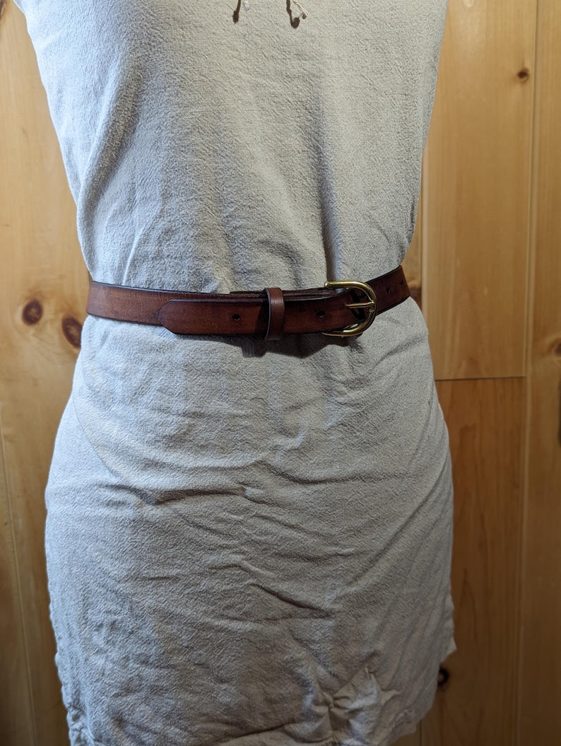 Handmade Full Grain, Cow Leather Belt: Customizable Buckle & Length, USA Made, 1
