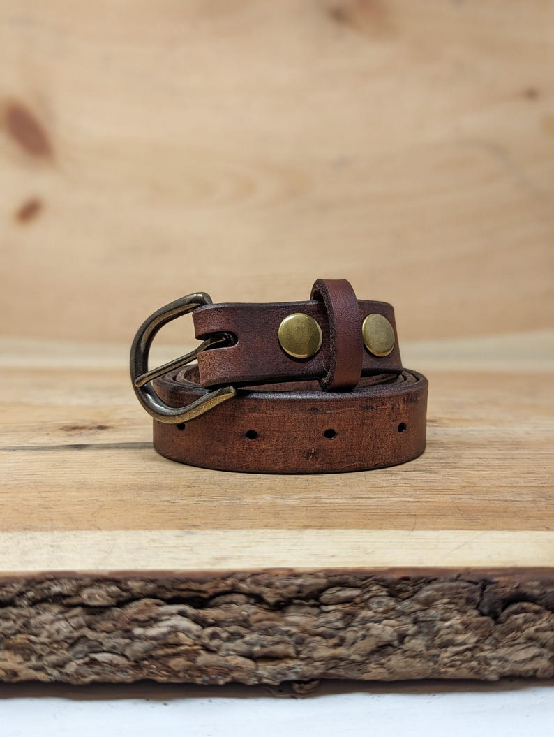 Handmade Full Grain, Cow Leather Belt: Customizable Buckle & Length, USA Made, 1