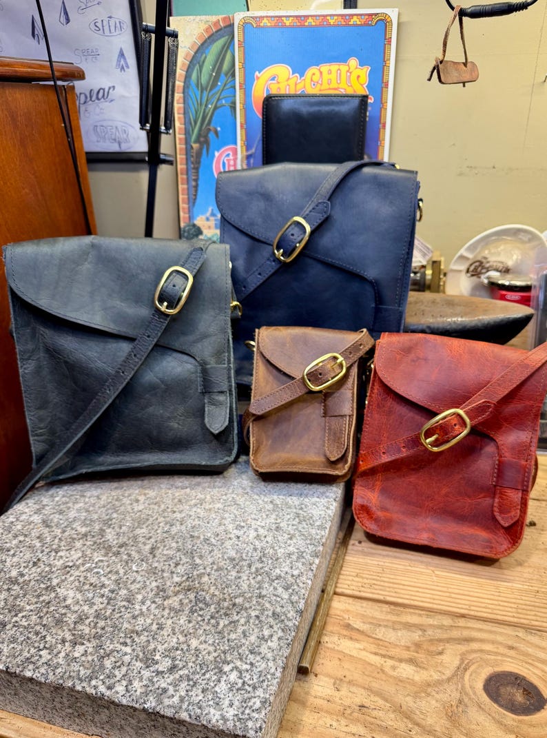 Leather Crossbody Bag, Handmade Heritage Bison Satchel, Full Grain Leather, Made in USA