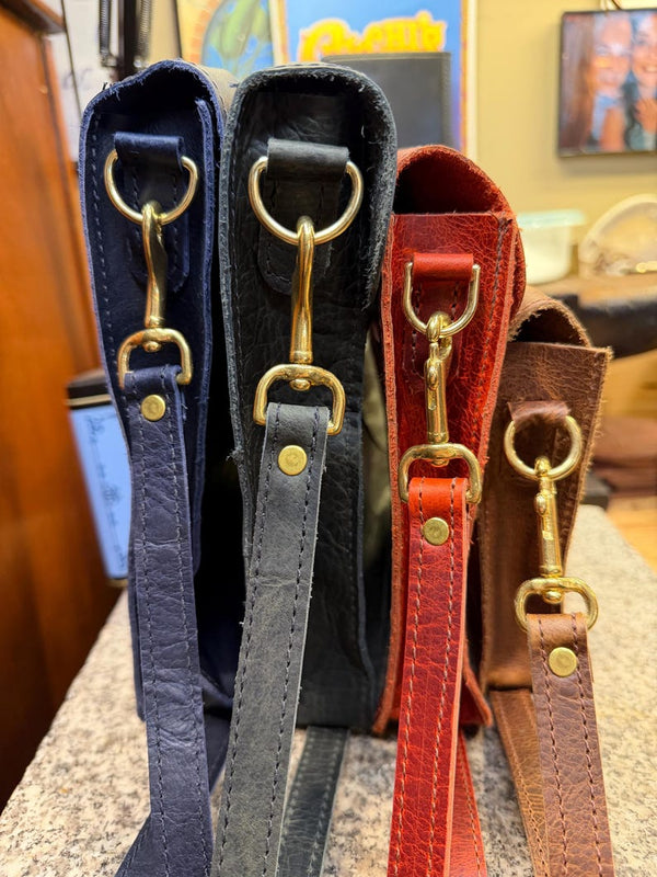 Leather Crossbody Bag, Handmade Heritage Bison Satchel, Full Grain Leather, Made in USA