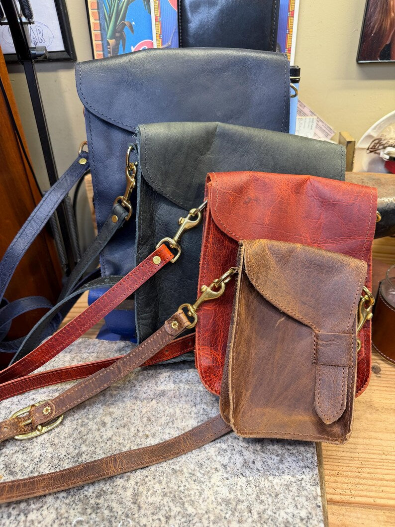 Leather Crossbody Bag, Handmade Heritage Bison Satchel, Full Grain Leather, Made in USA