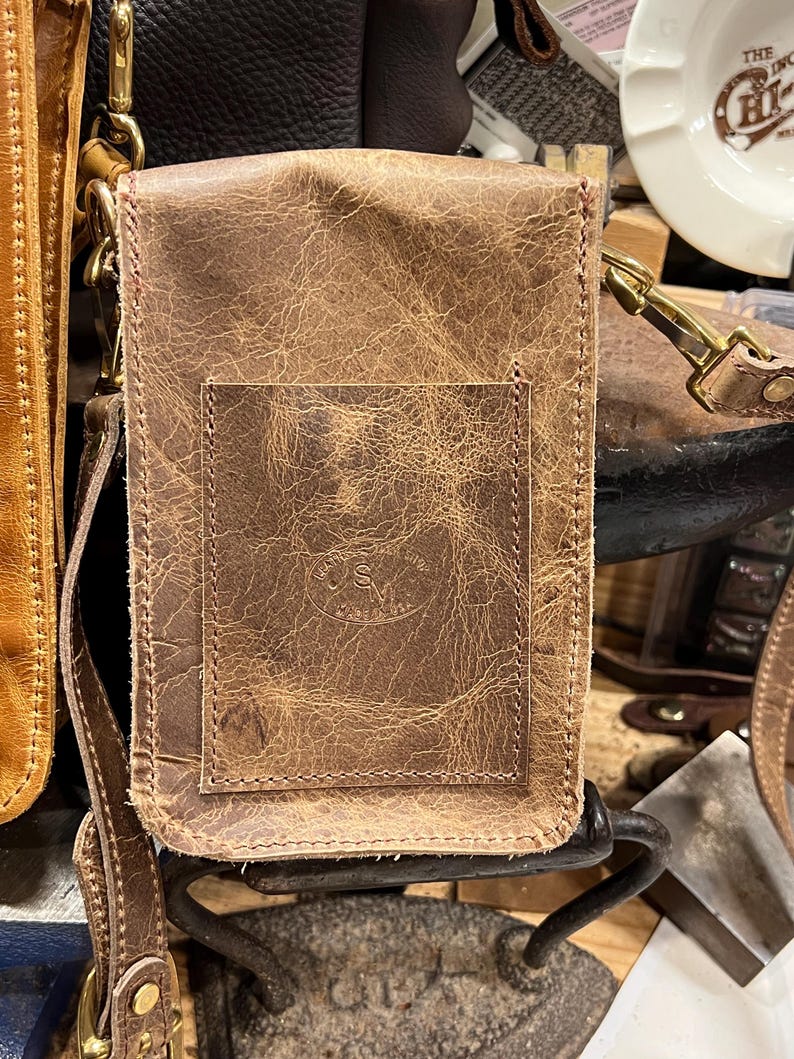 Leather Crossbody Bag, Handmade Heritage Bison Satchel, Full Grain Leather, Made in USA