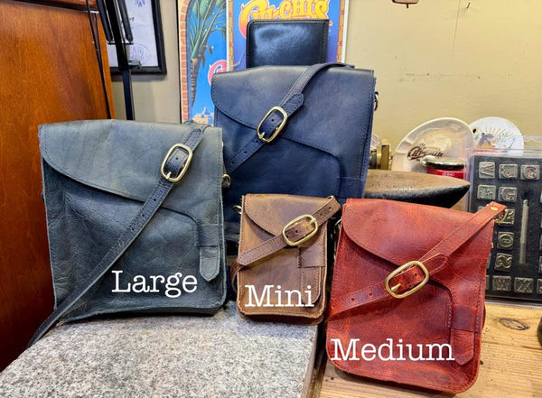 Leather Crossbody Bag, Handmade Heritage Bison Satchel, Full Grain Leather, Made in USA