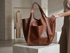 Leather Tote Bag For Women, Shoulder Tote Bag Leather, Casual Tote Bag For Everyday Use, Oversized Leather Tote Bag, Opened Leather Tote Bag