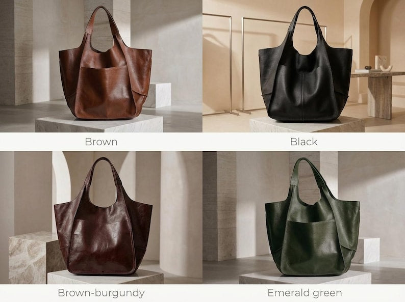 Leather Hobo Tote Bag, Oversized Tote Bag, Shopping Tote, Leather Carryall Bag, Shoulder Tote Bag, Large Hobo Bag, Leather Shopping Bag