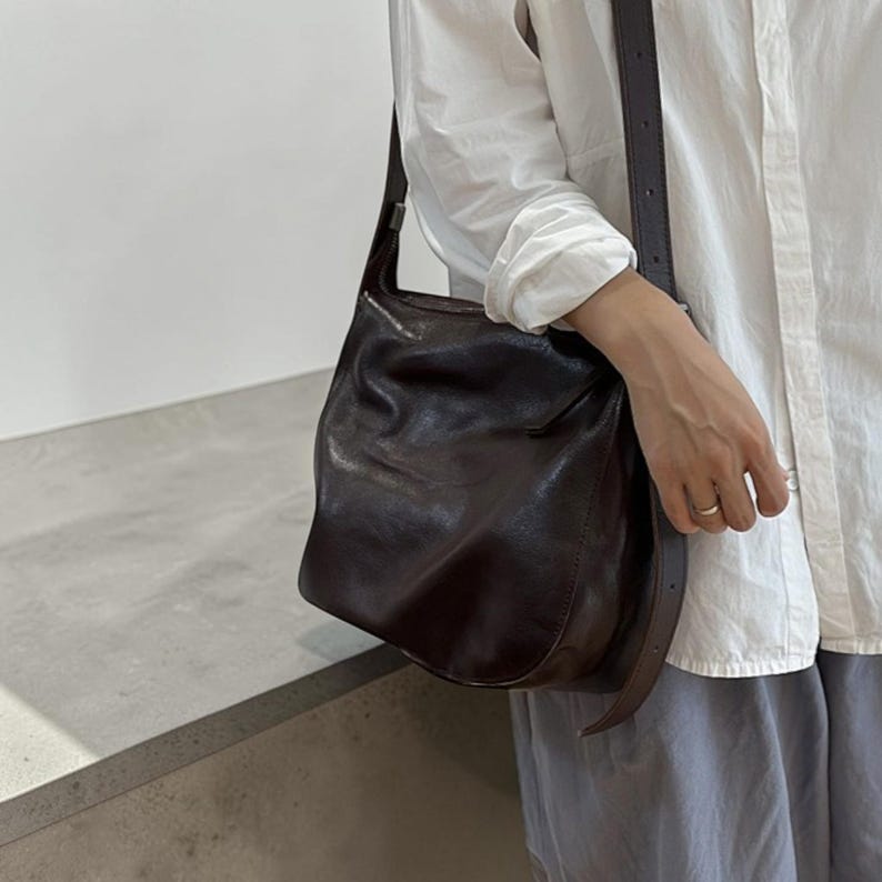 Genuine Leather Cowhide Tote Bag For Women, First Layer Cowhide Crossbody Purse, Casual Light Everyday Handbag, Leather Shoulder Bag Womens