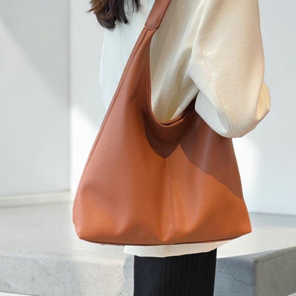Women’s Leather Hand Bag | Leather Shoulder Tote Purse | Trendy Commuter Large Capacity Handbag | Casual Everyday Fashion Bag For Women