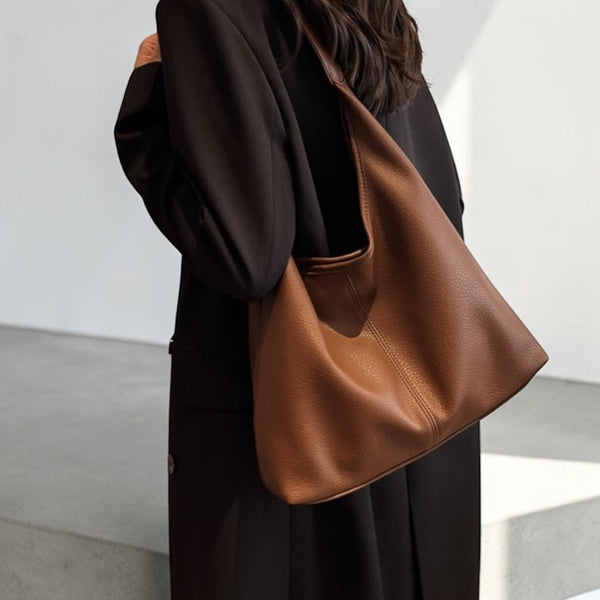 Women’s Leather Hand Bag | Leather Shoulder Tote Purse | Trendy Commuter Large Capacity Handbag | Casual Everyday Fashion Bag For Women