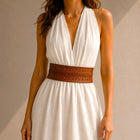 Full Grain Leather Waist Belt, Woven Corset Belt for Dress, Wide Boho Leather Wrap Belt, Statement Waist Cincher, Minimalist Designer Belt