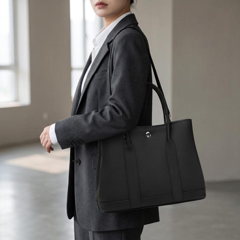 Handmade Leather Tote Bag Women, Full Grain Cowhide Shoulder Bag, Large Capacity Crossbody Purse, Womens Work Handbag, Adjustable Strap