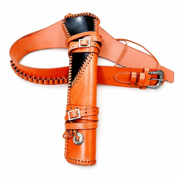 Handmade Leather Mare's Leg Holster with Belt, Western Cowboy Rig, Custom Leather Scabbard, Ranch Gear, Costume Accessory