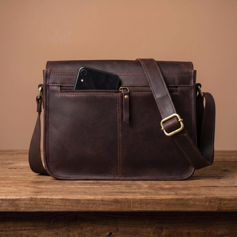 Personalized Handmade Buffalo Leather Crossbody Bag | Top Grain Leather Messenger Purse | Vintage Shoulder Satchel Gift for Women Men | HLC