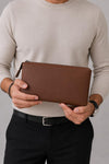 Genuine Leather Handbag, Leather Travel Clutch Bag, Leather Pouch, Toiletry Bag, Clutch Purse for Men and Women