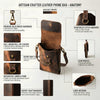 Handcrafted Full Grain Leather Crossbody Bag, Rustic Vintage Sling Satchel