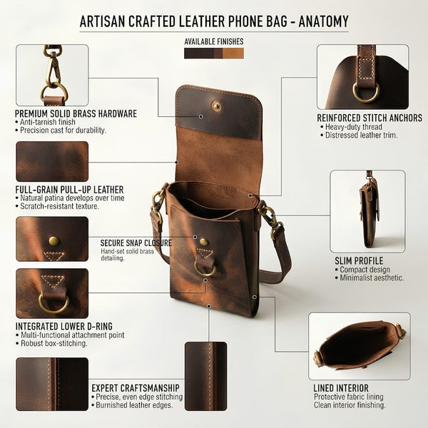 Handcrafted Full Grain Leather Crossbody Bag, Rustic Vintage Sling Satchel