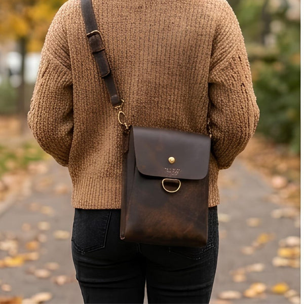 Handcrafted Full Grain Leather Crossbody Bag, Rustic Vintage Sling Satchel