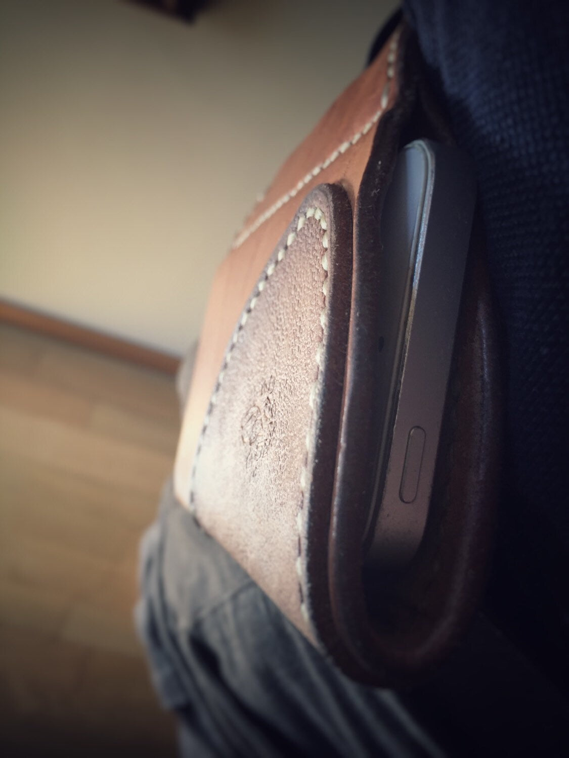 Handmade Leather iPhone Belt Holster: Embossed Design