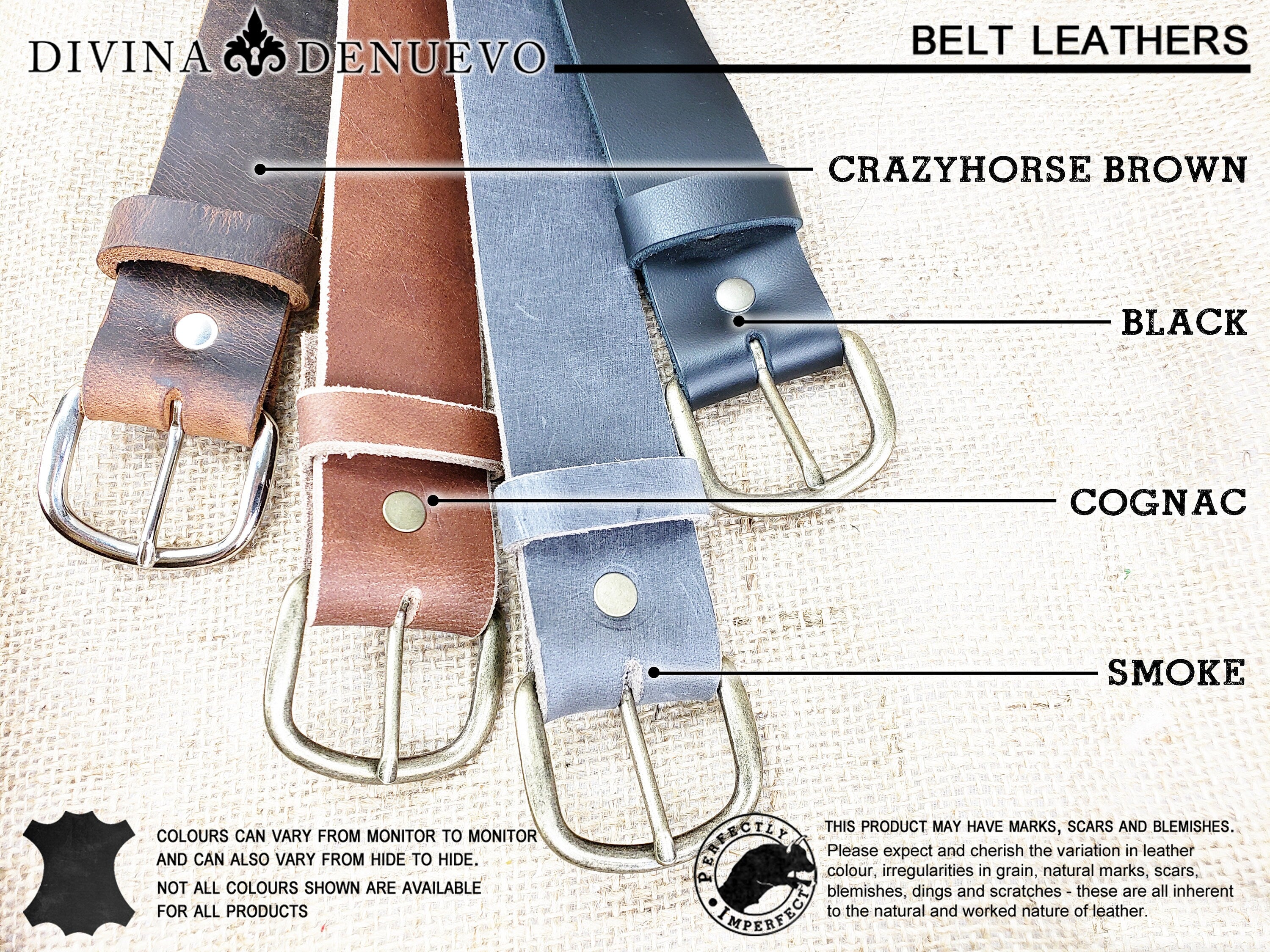 Plain Leather Belt - Distressed Leather Belt with Brass Hardware - Simple Rugged Men Gift for Guys