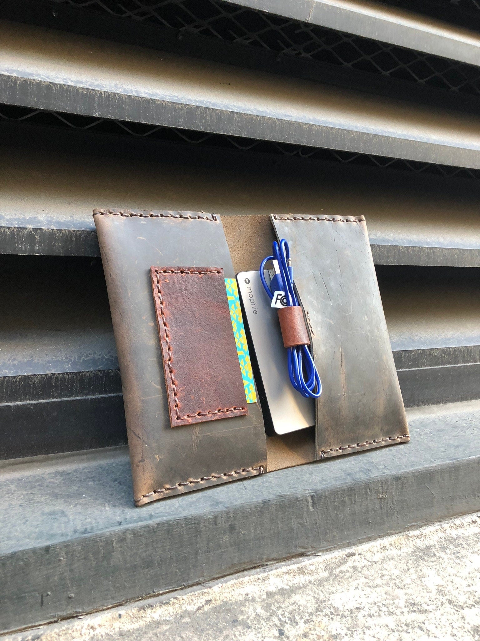 Dual Phone Case/ Leather iPhone 17 Case/ Double iPhone Wallet / Expresso Leather