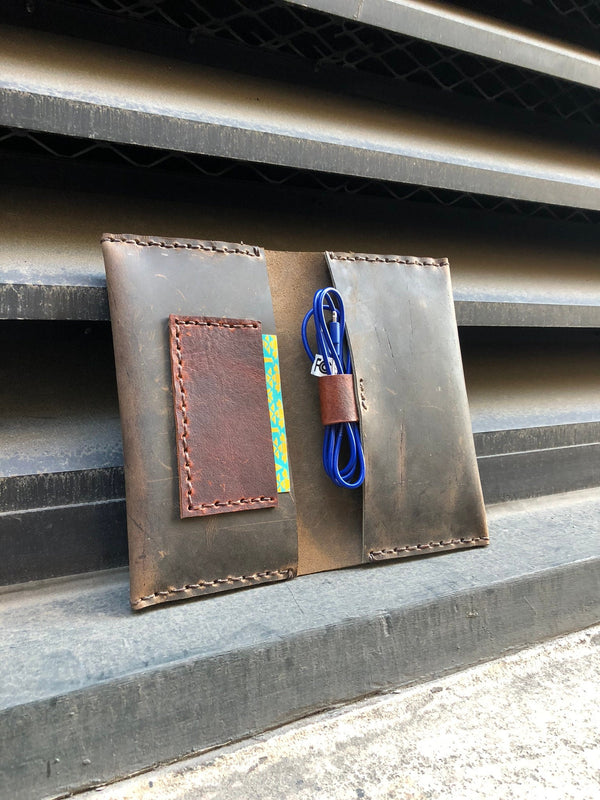 Dual Phone Case/ Leather iPhone 17 Case/ Double iPhone Wallet / Expresso Leather