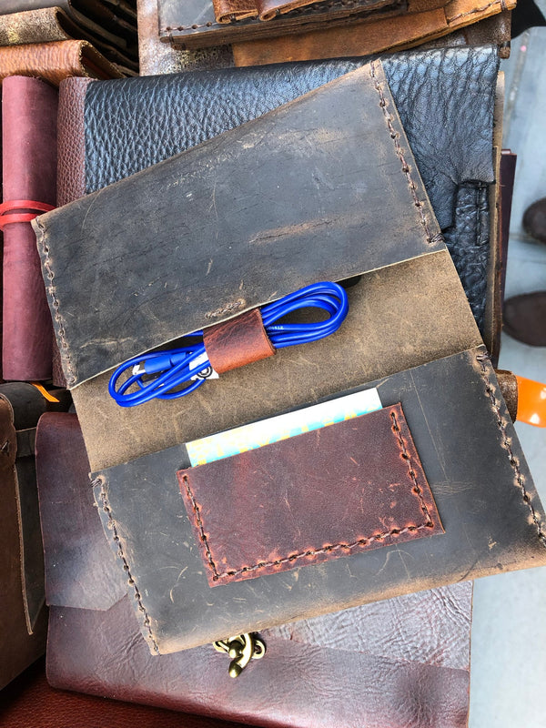 Dual Phone Case/ Leather iPhone 17 Case/ Double iPhone Wallet / Expresso Leather