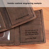 Personalized Full Grain Leather Mens Trifold Wallet: Initials and Inside Engraving