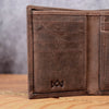 Personalized Full Grain Leather Mens Trifold Wallet: Initials and Inside Engraving